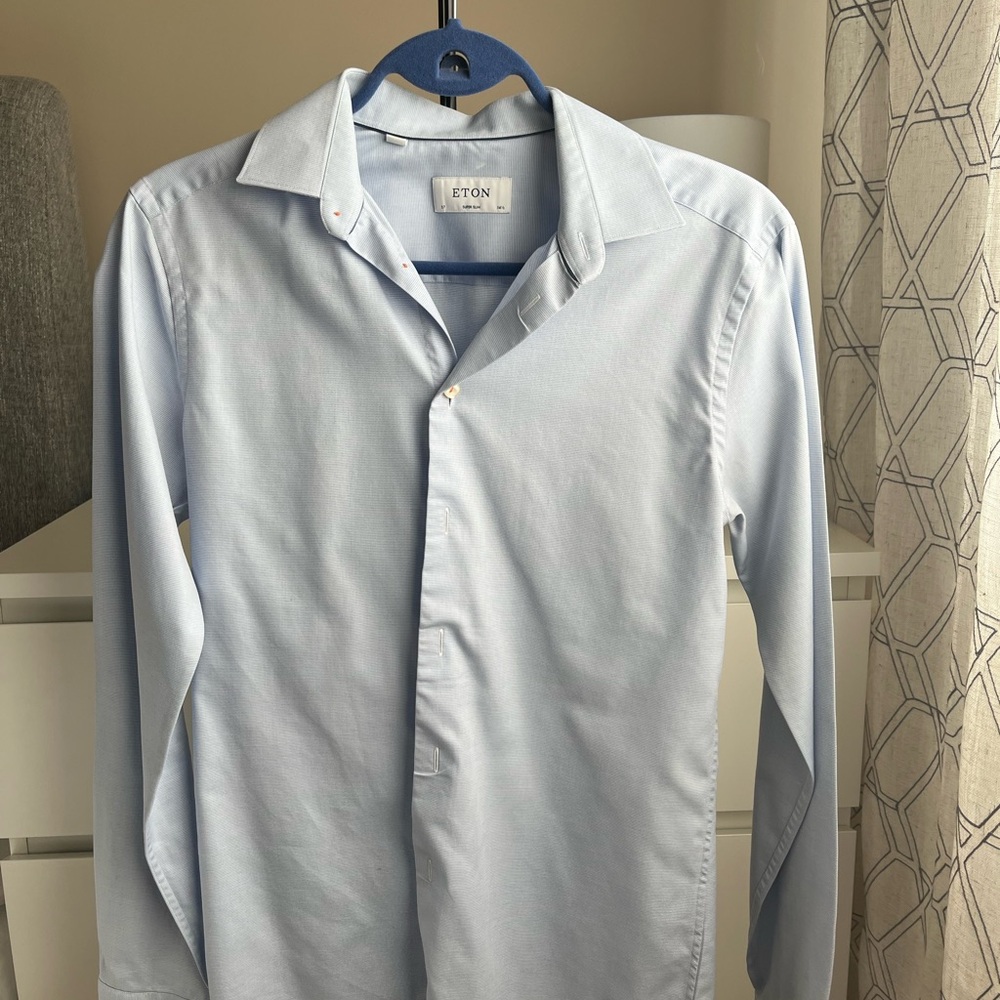 Eton Blue Dress Shirt Classic Formal Style